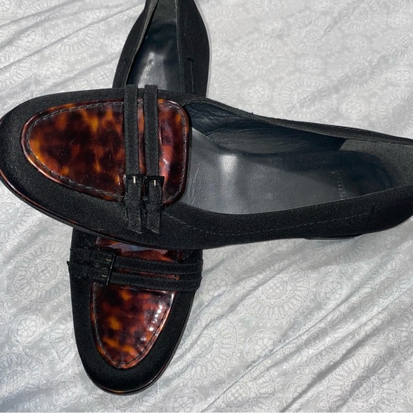 🌹Stuart Weitzman Black Tortoise Shell Loafers Size 8.5 - Picture 6 of 7